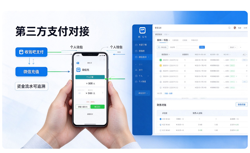 食堂订餐系统第三方支付对接，收钱吧支付在单位食堂的实际应用